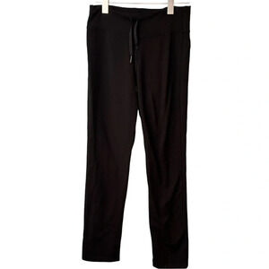 Lululemon Black Skinny Straight Leg Pants with Drawstring. Logo on Leg. Size 6